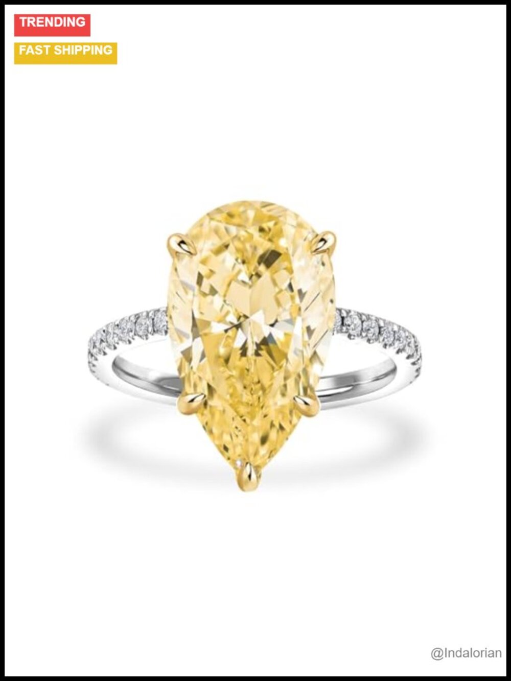 S925 Silver Pear Cut 5 Carat CZ Engagement Ring